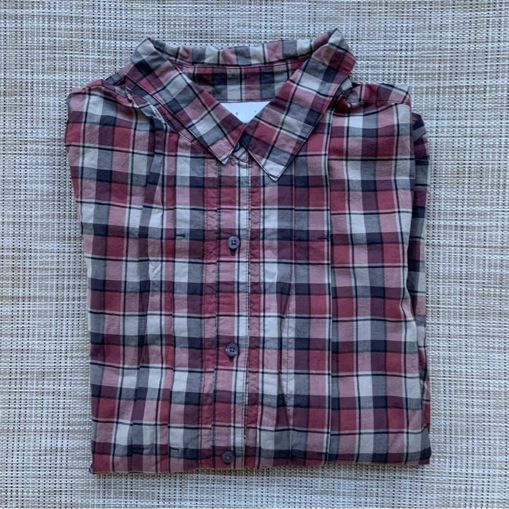 Leith Women's Plaid Button Down Shirt
